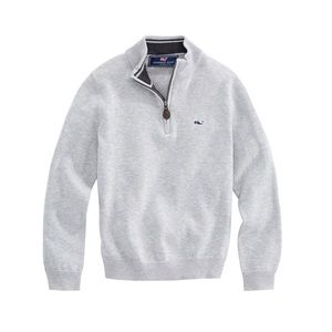 Vineyard Vines boys half zip sweater light Heather gray size XL (18)